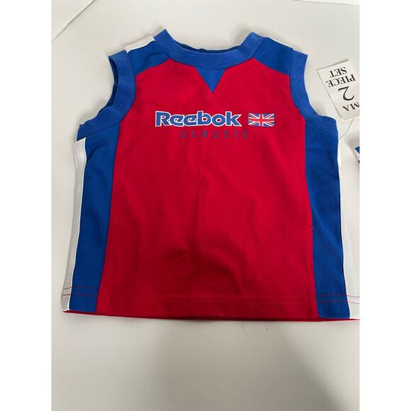 NEW Reebok Matching Set Tank Top Shorts Blue Red Size 12 Months - Picture 2 of 6